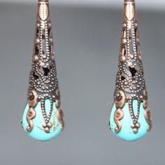 Turquoise Earrings Copper Earrings Briolette Earrings Dangle Victorian Earrings Drop earrings Earrings Jewelry Long Earrings Lightweight Turquoise Metal Earrings For Pierced Ears, Turquoise Metal Earrings, Elegant Turquoise Chandelier Drop Earrings, Elegant Turquoise Drop Teardrop Earrings, Elegant Turquoise Metal Chandelier Earrings, Elegant Turquoise Teardrop Pierced Earrings, Turquoise Teardrop Earrings For Jewelry Making, Turquoise Drop Earrings For Pierced Ears, Turquoise Teardrop Drop Earrings