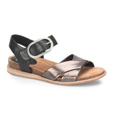 Sofft Bayo Backstrap Sandal (Women) - Black/Pewter Sandals - Backstrap - The Heel Shoe Fitters Pewter Shoes, Casual Luxe, Sofft Shoes, Leather Sandals Women, Stylish Shoes, Sandal Women, Stacked Heel, Sandal Espadrille, Strap Sandals