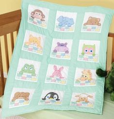 Peek-A-Boo Nursery Quilt Block Set Tea Towels Embroidery, Free Embroidery Patterns Machine, Colchas Quilting, Bird Embroidery Pattern, Jack Dempsey, Baby Quilt Kit, Nursery Quilt, Machine Applique Designs, Baby Quilt Patterns