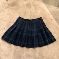 Size Small, Wild Fable Brand Mini Skirt. In Excellent Condition, Just Like Brand New Blue Plaid Skirt, Date Outfits, Plaid Skirts, Wild Fable, Blue Plaid, Pleated Skirt, Mini Skirt, Blue Black, Outfit Ideas