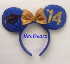 Grad Night Minnie  Mouse Ears headband on Etsy, $25.00. Graduating on Monday. ;) Grad Trip, Graduate College, Disney Mouse Ears, Disney Headbands, Disney Mickey Ears