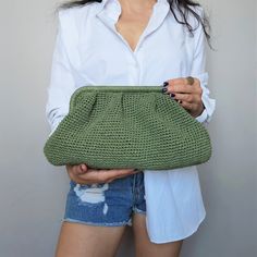 "Khaki Pouch Bag, Khaki Summer Pouch Bag, Modern Khaki Handmade Clutch Bag For Women 📌 Get ready for the summer of 2023 with our stylish and versatile summer bag, meticulously handcrafted with eco-friendly paper yarn. 📌 This summer bag is the perfect accessory for women who want to embrace the season with a touch of crochet charm and natural elegance. 📌 Available in three convenient sizes - small, medium, and large - you can choose the perfect size to suit your needs and style. 📌 Made with a Casual Summer Crossbody Clutch, Casual Green Clutch Shoulder Bag, Summer Everyday Crossbody Clutch, Summer Crossbody Clutch For Everyday Use, Trendy Summer Tote Clutch, Casual Spring Pouch For Daily Use, Trendy Beach Pouch For Summer, Trendy Handmade Summer Clutch, Summer Clutch With Removable Pouch For Everyday