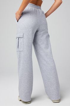 Cozy Fleece Wide Leg Cargo Sweatpant Fabletics Classic Grey Heather female Activewear >> Womens >> Bottoms >> Pants & Joggers >> Lounge Pants Cozy Fleece regular Everyday/Lounge External Pockets/UPF Protection Fleece Lined Pants Women, Sweatpants For Short Women, Stretch Cargo Pants With Side Pockets For Loungewear, Winter Loungewear Bottoms With Cargo Pockets, Relaxed Fit Cargo Pants With Ribbed Cuffs For Loungewear, Stretch Sweats With Pockets, Cozy Stretch Pants With Pockets, Relaxed Fit Full Length Cargo Pants For Loungewear, Full-length Cargo Pants For Fall Loungewear