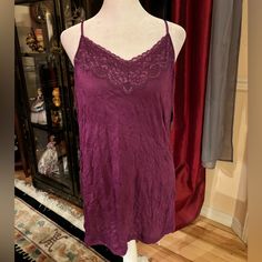 Great Northwest Indigo Crinkle Camisole, Size Large, Nwt. 100% Polyester. Straps Are Adjustable. Top Is Lightly Sheer. Bust Is 19 Inches Length Is 28 1/2 Purple Sleeveless Camisole For Sleep, Purple Sleeveless Sleep Camisole, Purple Sleeveless Camisole For Loungewear, Indigo Top, Indigo Purple, North West, Color Purple, Womens Tops, Purple