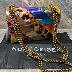 Multicolor Metallic Kurt Geiger Brixton Bag Nwt Brass Hardware L 8.5. W 3. H 6 (Inches) Retails $310 Kurt Geiger, Brass Hardware, Bag Lady, Handbags, Fashion Tips, Fashion Trends, Clothes Design, Women Shopping, Gold