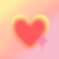 a blurry image of a red heart on a pink and yellow background with stars