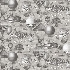 a wallpaper with many different types of balloons and animals in the sky on it