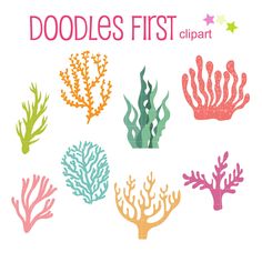 the doodles first clipart set includes corals, seaweed and starfish