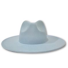 dope hats website women's large brim fedora in baby blue color Spring Wide Brim Solid Color Felt Hat, Spring Wide Brim Solid Felt Hat, Spring Solid Color Wide Brim Felt Hat, Blue Felt Hat With Flat Brim For Spring, Blue Flat Brim Fedora For Winter, Blue Flat Brim Felt Hat For Spring, Blue Spring Felt Hat With Curved Brim, Blue Wide Brim Adjustable Fedora, Casual Light Blue Wide Brim Hat