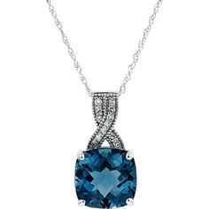 14K White Gold London Blue Topaz Pendant with Diamond Accents - Serene Elegance Infinity Pendant, Blue Topaz Pendant, Topaz Pendant, The Infinity, London Blue Topaz, London Blue, The Deep, Estate Jewelry, Blue Topaz