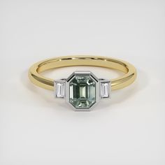 Custom designed 0.93 Ct. Emerald Cut Bluish Green Sapphire Ring set in 14K White & Yellow. Purchase as designed or customize by selecting another sapphire or setting of your choosing. Emerald Cut Sapphire Ring, Green Sapphire Ring, Bluish Green, Green Sapphire, Sapphire Jewelry, Emerald Cut, Ring Set, Ring Sets, Sapphire Ring