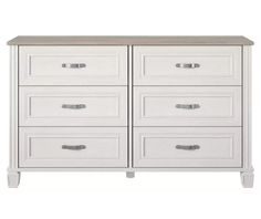 a white dresser with six drawers