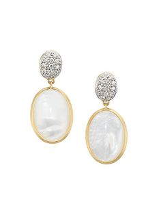 Siviglia 18K Yellow Gold, Mother-Of-Pearl & 0.2 TCW Diamond Drop Earrings Cobblestone Streets, Marco Bicego, Diamond Color Grade, Seville Spain, Precious Jewels, Gold Butterfly, Diamond Drop Earrings, Diamond Color, Hand Engraving