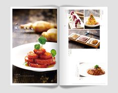 an open book with pictures of food on the cover and in it's pages