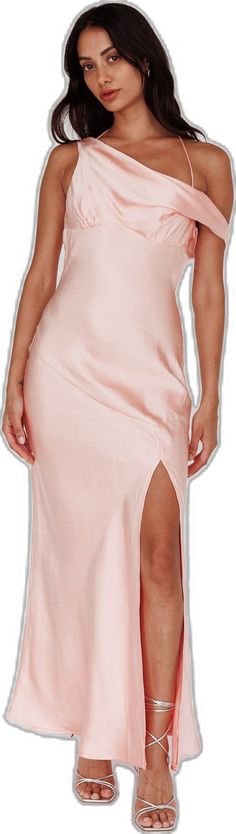 Etienne Off-Shoulder Halter Midi Dress Shimmer Pink by Selfie Leslie Off-shoulder Midi Dress With Side Slits For Summer, Off-shoulder Dresses With Side Slits, Midi Slip Dress With Side Slits For Party, Spring Knee-length Midi Dress With Split Design, Spaghetti Strap Midi Dress With Side Slits For Brunch, Pink Off-shoulder Midi Dress For Prom, Chic Halter Neck Dress With Split Design, Spring Prom Midi Dress With Side Slits, Spring Midi Dress With Side Slits And Spaghetti Straps