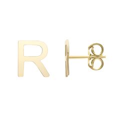 These flush-fitting letter “D” initial stud earrings are magnificently minimal with lustrous warmth in 14K yellow gold. Their individualistic charm makes a meaningful addition to your tried-and-true accessory lineup. | Initial Stud Earrings Letter "D" | 14K Yellow Gold | Size 5.30 mm | Helzberg Diamonds Minimalist Yellow Gold Initials Earrings, Initial Stud Earrings, Initial R, Initial Earrings Studs, Helzberg Diamonds, Gold Alloys, Small Earrings Studs, Initial Jewelry, Gold Initial