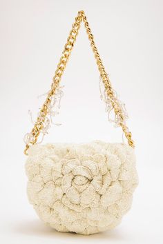 Ivory bag with floral hand embroidery using beaded highlights. Comes along with a detachable chain strap. - Aza Fashions Luxury Floral Embroidered Rectangular Shoulder Bag, Luxury Floral Embroidery Rectangular Shoulder Bag, Luxury Beaded Clutch Shoulder Bag, Luxury Beaded Shoulder Bag For Events, Luxury Embroidered Clutch Shoulder Bag, Elegant Shoulder Bag With Top Handle And Floral Embroidery, Chic Embellished Pouch Shoulder Bag, Luxury Embroidered Beige Evening Bag, Beige Embroidered Shoulder Bag For Evening