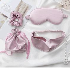 "4pc Light Mauve Soft Silk Satin Sleep Eye Mask Gift Box Set, Gusset Drawstring Pouch Feel beautiful and luxurious in this elegant light mauve color silk satin beauty sleep eye mask gift set. Mask set is premium quality, super soft to the touch, and comfortable to the eyes. The set includes silk satin sleeping eye mask with elastic band, round bottom bag and choice of wide scrunchie or headband. The eye mask not only look attractive to wear but also help blocks out lights and protect the delicate eyes. The complete eye mask gift set is place inside a clear top lid gift box. The eyemask set is ready to give as a gift or use as needed. Includes: 1 EyeMask 4pc Set in a clear top white gift box Product Features: * Ultra Soft Silk Satin sleep eye mask with covered elastic band * Gusset bottom d Sleeping Eye Mask, Night Mask, Lavender Silk, Sleep Eye, Silk Sleep Mask, Silk Eye Mask, Silk Bag, Silk Set, Eye Cover