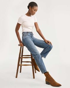 Featuring a super high rise, these are fitted through the seat and hips with a straight leg opening. Button fly. 100% cotton. Imported. | WOMEN'S LEVI'S RIBCAGE STRAIGHT ANKLE JEANS Fitted High Rise Cropped Jeans For Everyday, High Rise Cotton Cropped Mom Jeans, High Rise Mom Fit Cropped Cotton Jeans, Mid-rise Cotton Mom Fit Cropped Jeans, Mid-rise Mom Fit Cropped Cotton Jeans, Fitted High Rise Cropped Cotton Jeans, Everyday High Rise Straight Fit Bottoms, Fitted Cotton Cropped Straight Leg Jeans, Classic Mom Fit Bottoms For Everyday