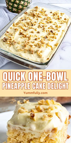 Bake up happiness with this simple one-bowl pineapple cake! Topped with creamy frosting, it��’s a delightful tropical dessert! Pineapple Pecan Cake With Cream Cheese, Southern Pineapple Cake, Fundraiser Desserts, Pineapple Pudding Dessert, Dessert With Pineapple, Old Fashioned Pineapple Cake Recipe, Million Dollar Cake, Lemon Truffle, Creamy Vanilla Frosting