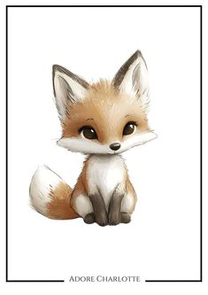 a drawing of a little fox sitting down