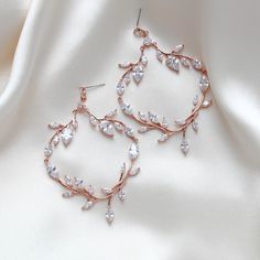 Large rose gold statement wedding earrings - APRILLE Glamorous Rose Gold Cubic Zirconia Bridal Earrings, Glamorous Rose Gold Cubic Zirconia Chandelier Earrings, Elegant Rose Gold Hoop Earrings For Party, Rose Gold Hoop Earrings For Wedding, Glamorous Rose Gold Crystal Earrings With Cubic Zirconia, Glamorous Rose Gold Cubic Zirconia Crystal Earrings, Elegant Rose Gold Chandelier Earrings With Cubic Zirconia, Glamorous Rose Gold Chandelier Earrings, Statement Wedding Earrings