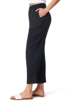 Shaped from gauzy cotton, these ankle-length pants are comfy and flattering with an easy elastic waist and straight-leg cut. 26 1/2" inseam; 16" leg opening; 12 3/4" front rise; 16 1/2" back rise Elastic waist 100% cotton Machine wash, line dry Imported Cropped Leg Pants With Welt Pockets And Relaxed Fit, Relaxed Fit Cropped Pants With Welt Pockets, Relaxed Fit Cropped Bottoms For Business Casual, Cropped Leg Cargo Pants For Workwear, Business Casual Cropped Pants With Elastic Waistband, Workwear Bottoms With Cropped Leg And Relaxed Fit, Workwear Bottoms With Relaxed Fit And Cropped Leg, Chic Pull-on Pants With Tapered Leg, Relaxed Fit Cropped Leg Workwear Bottoms