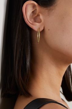 Melissa Kaye's engineering background has an impact on the jewelry she designs today - the pieces are cast in unique, elegant shapes and some, like these pointed hoop earrings, have an element of surprise. They're made from 18-karat gold in a medium size that's perfect for stacking. Timeless Teardrop Hoop Earrings For Formal Occasions, Modern Pierced Huggie Earrings For Formal Occasions, Minimalist Hallmarked Earrings For Formal Occasions, Modern Oval Hallmarked Earrings, Classic Earrings With Polished Finish For Everyday, Classic Polished Earrings For Everyday, Modern Pierced Hoop Earrings For Everyday Luxury, Modern Hoop Earrings For Everyday Luxury, Modern Teardrop Earrings For Everyday Luxury