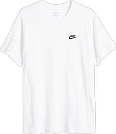 White Crew Neck T-shirt With Embroidered Logo, Sporty T-shirt With Embroidered Logo, Relaxed Fit, Sports Cotton T-shirt With Embroidered Logo, White Athleisure Crew Neck T-shirt, Classic Crew Neck T-shirt With Embroidered Logo, Crew Neck Cotton T-shirt For Athleisure, Casual T-shirt With Embroidered Logo, Sports Crew Neck T-shirt, Athleisure Tops With Embroidered Logo