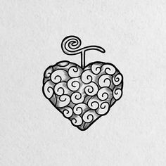 a drawing of a heart with swirls on it and an arrow in the middle