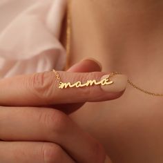 *GOLD MAMA  NECKLACE * DAINTY MAMA NECKLACE* 14K SOLID GOLD MAMA NECKLACE ,Mama Necklace,Dainty Mama Necklace,14K Solid Gold Name Necklace,Minimalist Necklace for Mom,Gift for her,Mother's Day Gift,Gift for New Mom,Custom Gold Name  Necklace, Silver Custom, Name Necklace,Personalized Name Necklace,Gold Name Necklace,Mothers Day Gift.  ♡  Custom Jewelry will be the best gift on the special day for your loved ones, Personalized jewelry is very popular nowadays. This is a stunning and special jewelry. Compared with others, it can bring back memories. More and more people choose it for gifting, This Mama necklace made from high quality 925 sterling silver, it is perfect gift for Mom . All jewelry from us are handmade with love ♡ ♡This Mama necklace layers delicately with other pieces and makes Gold Custom Name Necklace With Meaningful Style, Gold Necklace With Custom Name In Meaningful Style, Gold Necklace With Custom Name, Gold Nameplate Charm Necklace For Mom, Meaningful Gold Necklaces As Gift For Mom, Gold Necklace With Name In Meaningful Style, Gold Nameplate Necklace For Mother's Day, Mother's Day Gold Name Necklace With Clavicle Chain, 14k Gold Necklaces For Mom