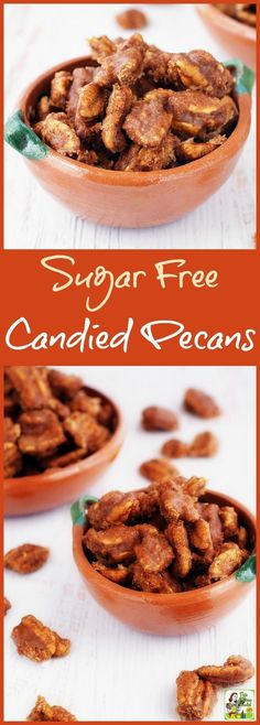 sugar free candied pecans in a bowl