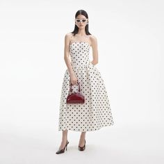 Cream Polka Dot Taffeta Midi Dress – self-portrait-US Polka Dot Wedding Dress, Dress Polkadot, Polka Dot Wedding, Taffeta Dress, Dream Clothes, Drop Waist, Polka Dot Dress, Dot Dress, Vintage Chic