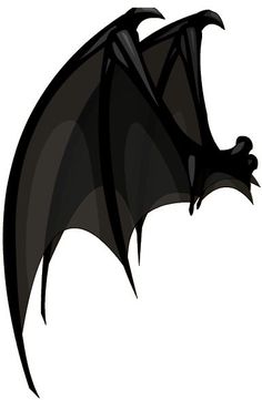 a black bat flying in the air with its wings spread out and it's eyes open