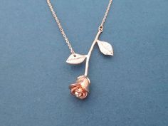 Beautiful Rose gold Rose Necklace Flower Necklace