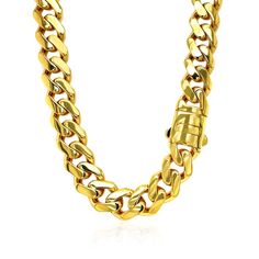 Sparkling diamonds dance among classic polished 14k yellow gold links in this bold, luxurious necklace. Necklace is 18 inches long, 9.5mm wide, and closes with a box clasp. Total weight of diamonds is 1.18ct. Necklace Information Width 0.37 inches Chain Type Curb Clasp Type Box Clasp Approximate Weight 27.1 gram(s) Available Sizes 18 Metal 14K Yellow Gold Diamond Information Min ct. tw. 1.18 Shape Round Average Color J Average Clarity I2 Setting Type Prong " Necklace With Diamonds, Curb Chain Necklace, Silver Jewelry Necklace, Sneaker Jewelry, Garnet Jewelry, Box Clasp, Yellow Gold Chain, Emerald Jewelry, Diamond Pendant Necklace