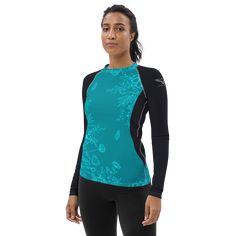 🌊🌞 Unleash Your Coastal Energy: Women’s Long-Sleeve Rash Guard 🌞🌊 Dive into Adventure, Fearlessly! Don’t let the waves wait—ride them in style with our smooth and versatile long-sleeve rash guard. Whether you’re catching waves, practicing beach yoga, or simply soaking up the sun, this rash guard has your back (and your arms, and your vibes). Here’s why it’s your ultimate beachside companion: 🌟 Sun-Kissed Armor: With a 50 UPF, it’s your shield against those fiery sun rays. Say hello to sun-k Sporty Long Sleeve Rash Guard For Water Sports, Sporty Rash Guard With Thumbholes For Surfing, Sporty Surfing Rash Guard With Thumbholes, Sporty Long Sleeve Swimwear For Outdoor, Sporty Long Sleeve Outdoor Swimwear, Black Long Sleeve Rash Guard For Water Sports, Blue Activewear For Surfing, Long Sleeve Swim Top, Long Sleeve Swim