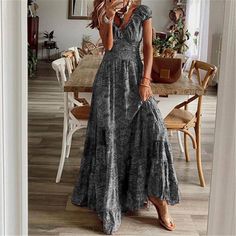 Vintage Long Dress, Paisley Maxi Dress, Sleeves Clothing, Maxi Robes, Women Long Dresses, Bohemian Dress, Casual Elegance, Floral Maxi, Holiday Dresses