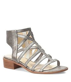 Isola Genesis Metallic Gladiator Block Heel Sandals Silver Leather Sandals For Spring, Spring Silver Leather Sandals, Blue By Betsey Johnson, Block Heel Sandals, Leather Sandals Women, Block Heels Sandal, Heel Sandals, Flat Shoes, Gladiator Sandals