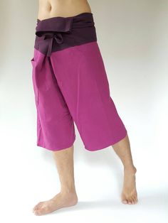 "2Tones Thai fisherman/Yoga Pants , workout pant - Free-size: Will fit men or woman - Condition: Brand new without tags. 100% Cotton - Made in Thailand Measurement Waist 56\" Length 32\" Legs Wide 12\" These Unique Bags are handmade and dimensions may vary slightly. Washing machine or hand wash, hang to dry. Shipping & Handling * Parcels will be ship via DHL Express♥ PAYMENT We accept payments via PayPal only. ♥ Shipping : - All items will be shipped within 1 business day after received paym Cotton Bottoms With Built-in Shorts For Yoga, Yoga Capri Pants With Pockets, Summer Yoga Capris With Pockets, Purple Yoga Bottoms With Pockets, Casual Purple Yoga Pants, Purple Casual Bottoms For Pilates, Summer Yoga Pants Capri Length, Summer Yoga Capri Length Pants, Purple Yoga Bottoms With Built-in Shorts