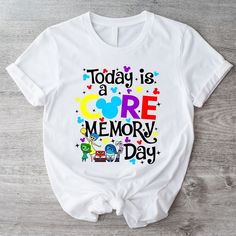 🌟 **Capture the Magic with Our 'Today is a Core Memory Day' T-Shirt 🌟 Step into the vibrant world of Disney's Inside Out with our charmingly designed t-shirt! Perfect for fans of all ages, this shirt is both comfy and stylish, making it a stellar addition to any wardrobe. Express your love for the iconic movie and cherish those special moments in life. 🎥💖 Ideal for everyday wear, celebrating meaningful days, or gifting to a loved one, this tee brings joy and nostalgia wrapped in one! Whether Multicolor Cotton T-shirt For Disney Trips, Themed Multicolor T-shirt With Letter Print, Fun Letter Print T-shirt For Disney Trips, White T-shirt With Funny Print For Disney Fan Events, Disney Multicolor Letter Print T-shirt, Disney T-shirt With Funny Print For Fan Events, Multicolor Graphic T-shirt For Disney Trips, Multicolor Cartoon Print T-shirt For Disney Trips, Multicolor Graphic Print T-shirt For Disney Trips