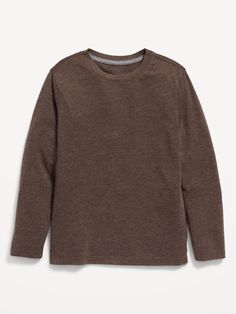 Softest Long-Sleeve Solid T-Shirt for Boys | Old Navy Brown Crew Neck Long Sleeve Top For Fall, Brown Long Sleeve Crew Neck Top For Fall, Casual Long Sleeve T-shirt For Winter, Casual Long Sleeve Relaxed Fit T-shirt, Casual Long Sleeve T-shirt Relaxed Fit, Solid Crew Neck T-shirt For Fall, Basic Long Sleeve Crew Neck Top For Fall, Brown Long Sleeve Flannel Shirt, Brown Crew Neck Top For Fall