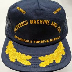 Vintage Preferred Machine And Tool Dependable Turbine Service Men’s Snapback Hat Cap New Without Tags!!!! Adjustable Snapback Hat/Cap Retro Navy Baseball Cap With Curved Brim, Navy Vintage Cap Hat, Vintage Navy Cap Hats, Retro Blue Cap Hat, Retro Blue Cap, Blue Retro Cap, Vintage Blue Trucker Hat With Flat Brim, Vintage Blue Flat Brim Trucker Hat, Retro Blue Hat With Curved Brim