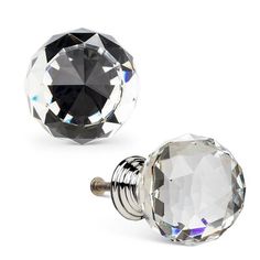 two crystal door knobs on white background