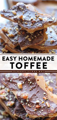 The season won't be complete without this holiday dessert recipe! It's a must-try Christmas candy idea. Packed with caramel goodness, this Easy Homemade Toffee is addictive! Pin this for later! Butter Toffee Recipe, Homemade Toffee Recipe, Recipe With Almonds, Easy Toffee, Favorite Christmas Desserts, Homemade Toffee, Almond Toffee