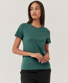 Women’s Softspun Crew Neck Tee made with Organic Cotton | Pact Organic Basics, Organic Clothing, Crew Neck Tee, Fair Trade, Favorite Outfit, Organic Cotton, Crew Neck, V Neck, Wardrobe