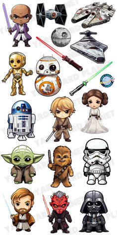 star wars stickers with various characters