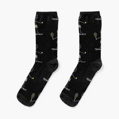 Super soft all-over printed knit socks with extra cushioning in the sole. Suitable for men and women. Fun illustrated stick man tennis player with ball and racket Girl Firefighter, Women's Badminton, Stick Man, Mens Tennis, Sport Illustration, Stick Figure, Girls Illustration, Designer Socks, Tennis Players