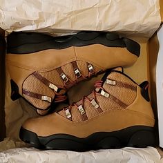 Brand New!!! Sfpf!! With Box!! Sz 8.5 Brown Leather Lace-up Jordan Shoes, Brown Jordan Shoes With Rubber Sole, Brown Jordan Shoes With Rubber Sole, Round Toe, Brown Leather Jordan Shoes Sporty Style, Shoes Jordan, Jordan Black, 6 Rings, Jordans For Men, Jordan Shoes