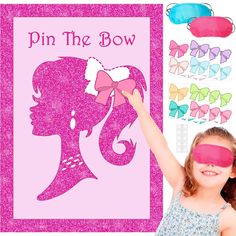 PRICES MAY VARY. Package Includes: Pin The Bow party game is easy to play and comes with 1pc large pink poster, 24pcs bow stickers in 8 colors, 2pcs blindfolds, and 10 double dot stickers, engaging your kids and their friends in a fun-filled party activity with our pin the bow game Pink Princess Party Games: Transform any party venue into a magical princess world with our pin the bow game. The pink girl-themed poster and vibrant bow stickers add a touch of charm to the room, creating a delightfu Pink Barbie Party Decor, Girls Birthday Party Craft Ideas, Barbie Party 5th Birthday, Barbie Birthday Games, 5 And Fabulous Birthday Party, Barbie Birthday Party Activities, Barbie Party Games Activities, Pin The Bow On Barbie, Barbie Birthday Theme Ideas